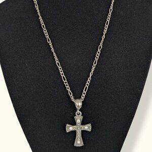 (2/$20) Figaro Chain Cross Pendant Necklace
